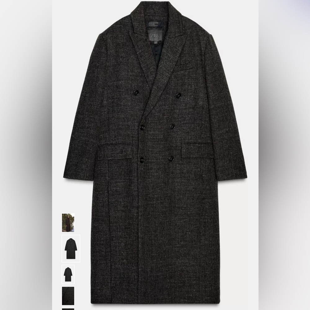 Zara Italian Wool Double-Breasted Trench Coat